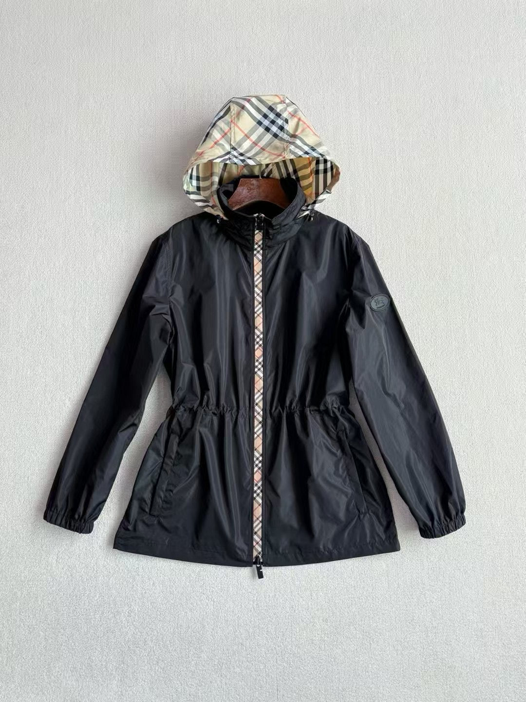 Burberry Check Trim Short Nylon Parka, Size S/M/L/XL/XXL