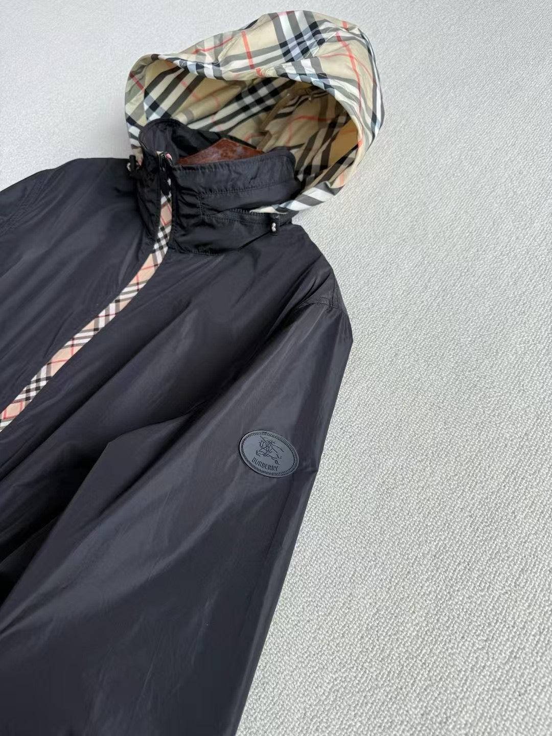 Burberry Check Trim Short Nylon Parka, Size S/M/L/XL/XXL