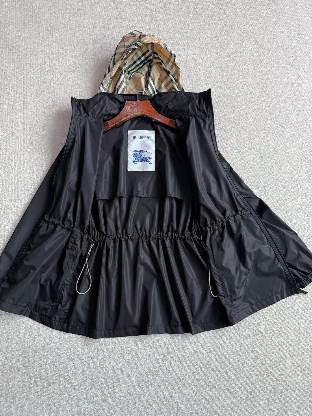 Burberry Check Trim Short Nylon Parka, Size S/M/L/XL/XXL