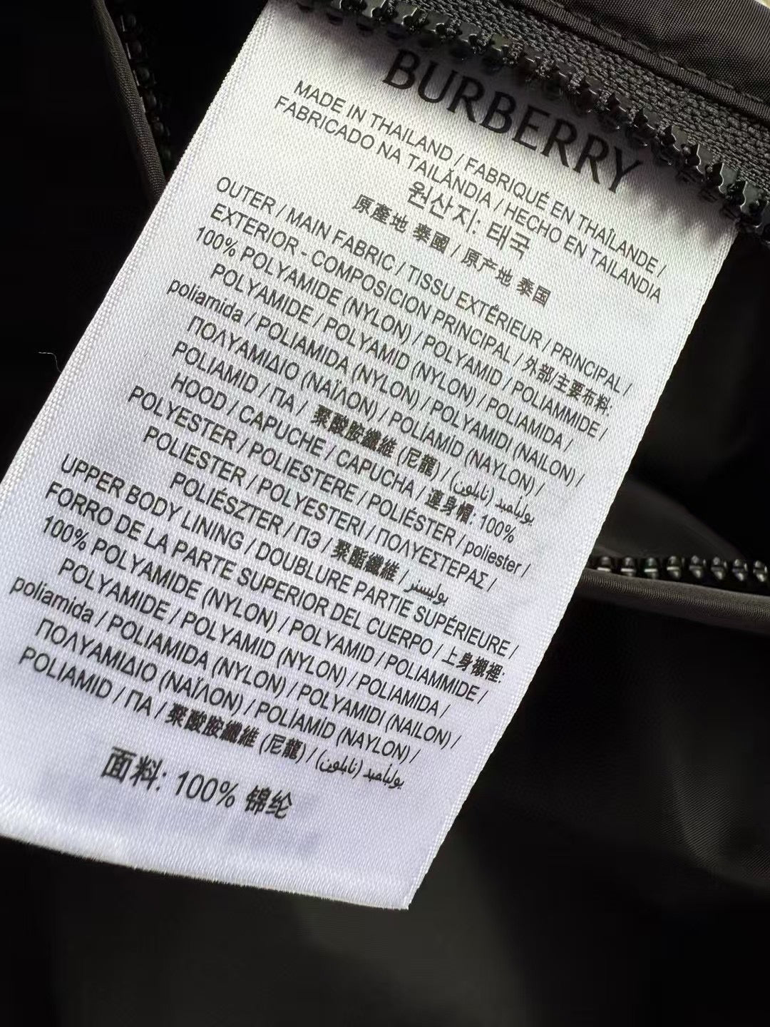Burberry Check Trim Short Nylon Parka, Size S/M/L/XL/XXL