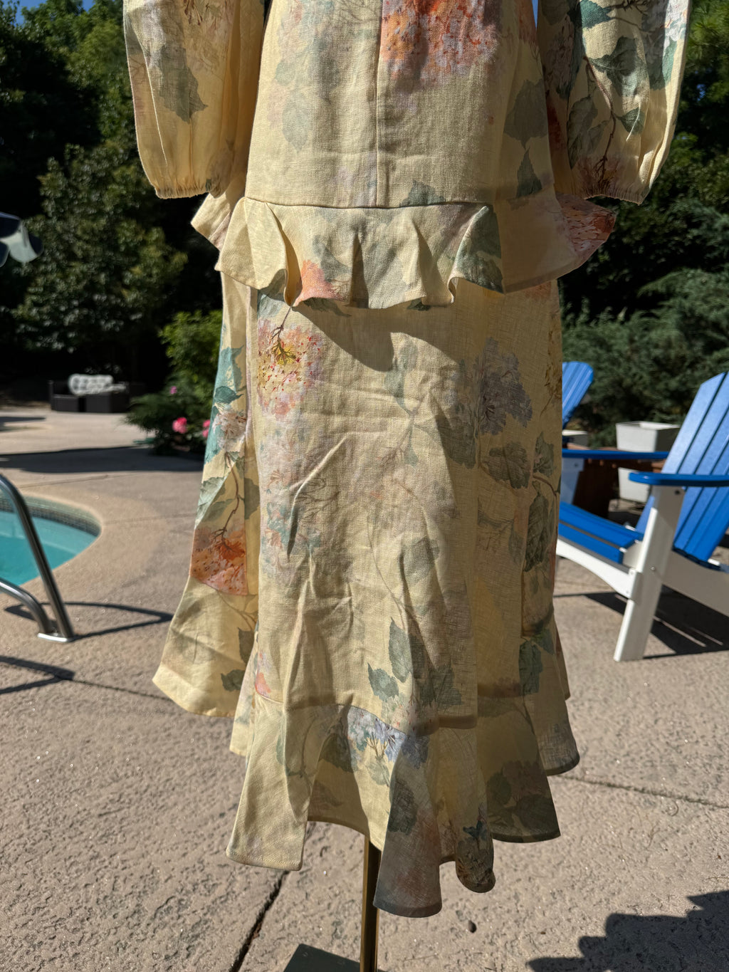 Zimmermann Peplum Belted Linen Midi Dress, Size AU 0/1