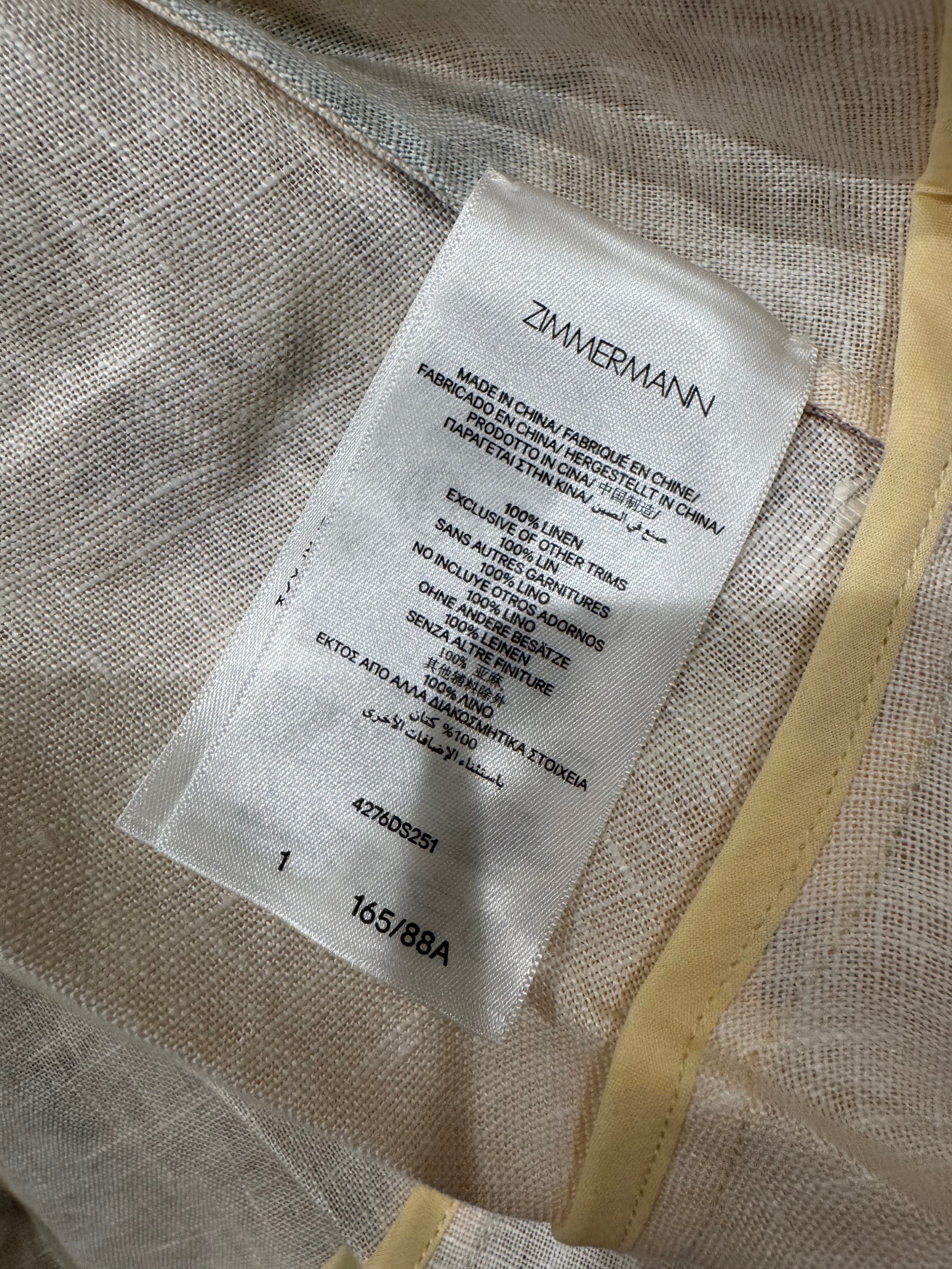 Zimmermann Peplum Belted Linen Midi Dress, Size AU 0/1