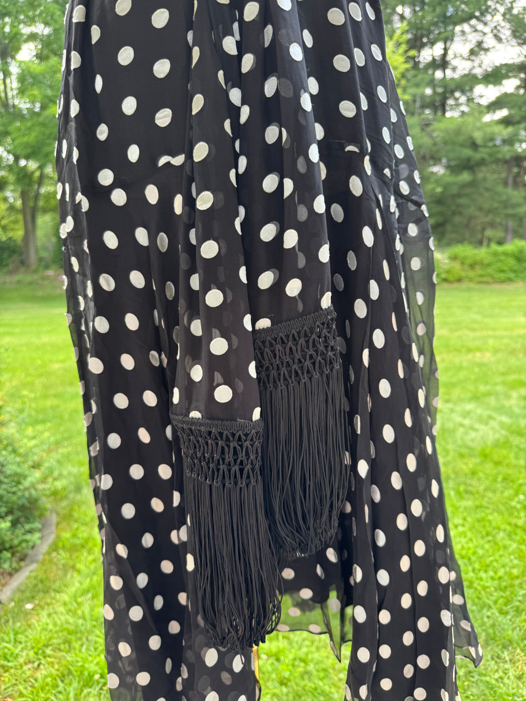 CH Carolina Herrera Black Polka Dot Belted Silk Midi Dress, US 10