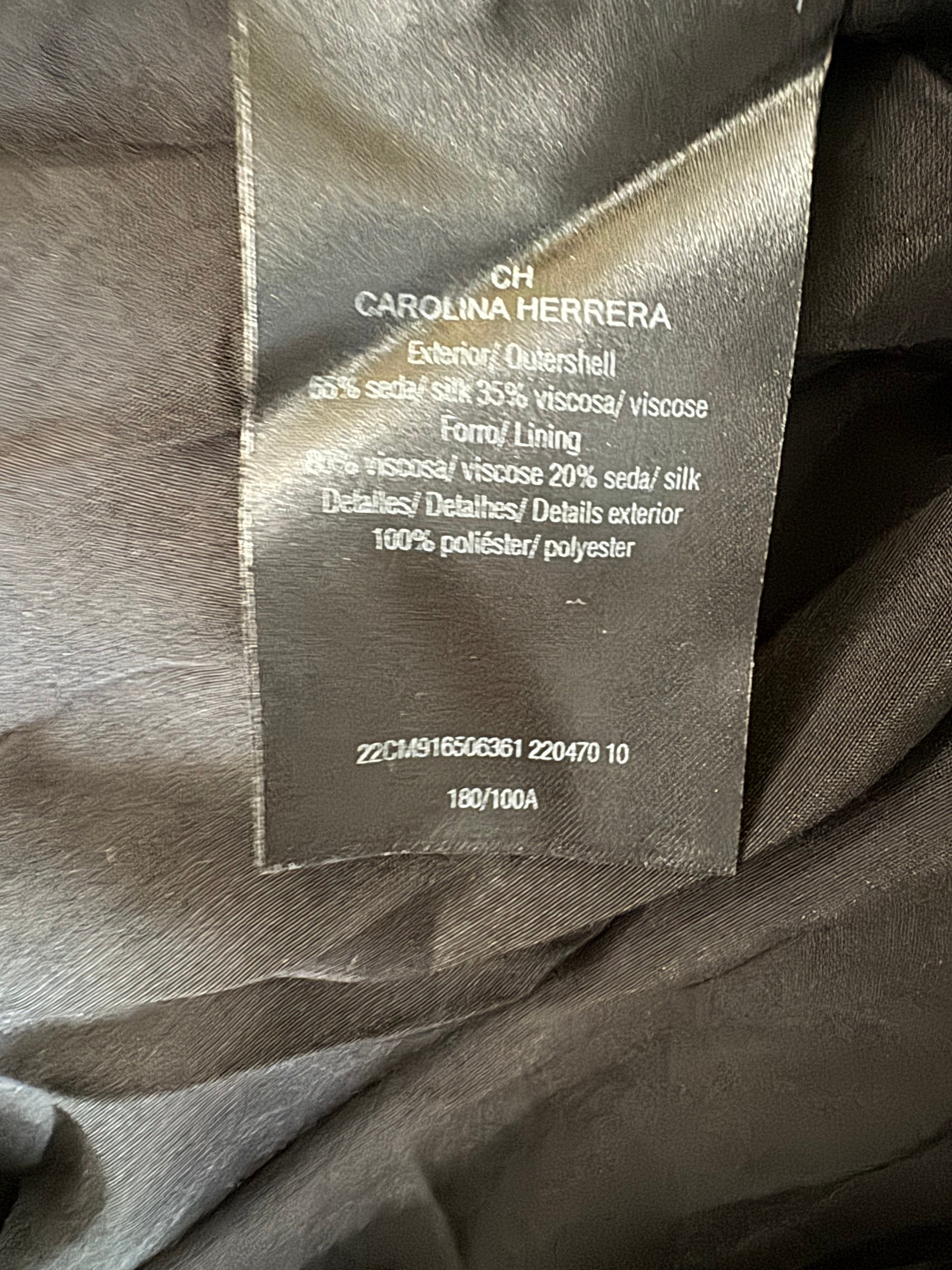 CH Carolina Herrera Black Polka Dot Belted Silk Midi Dress, US 10
