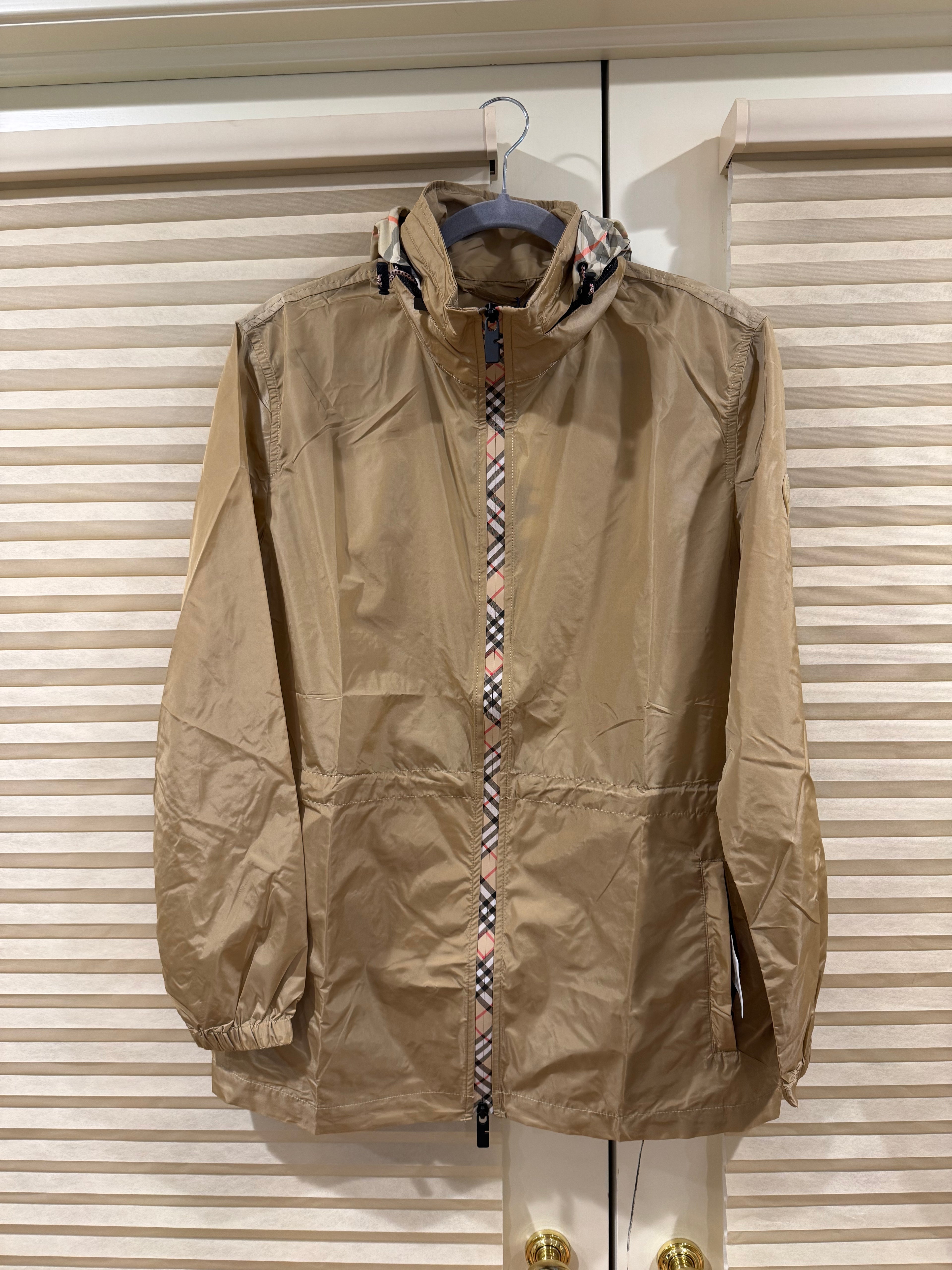 Burberry Check Trim Short Nylon Parka, Size S/M/L/XL/XXL