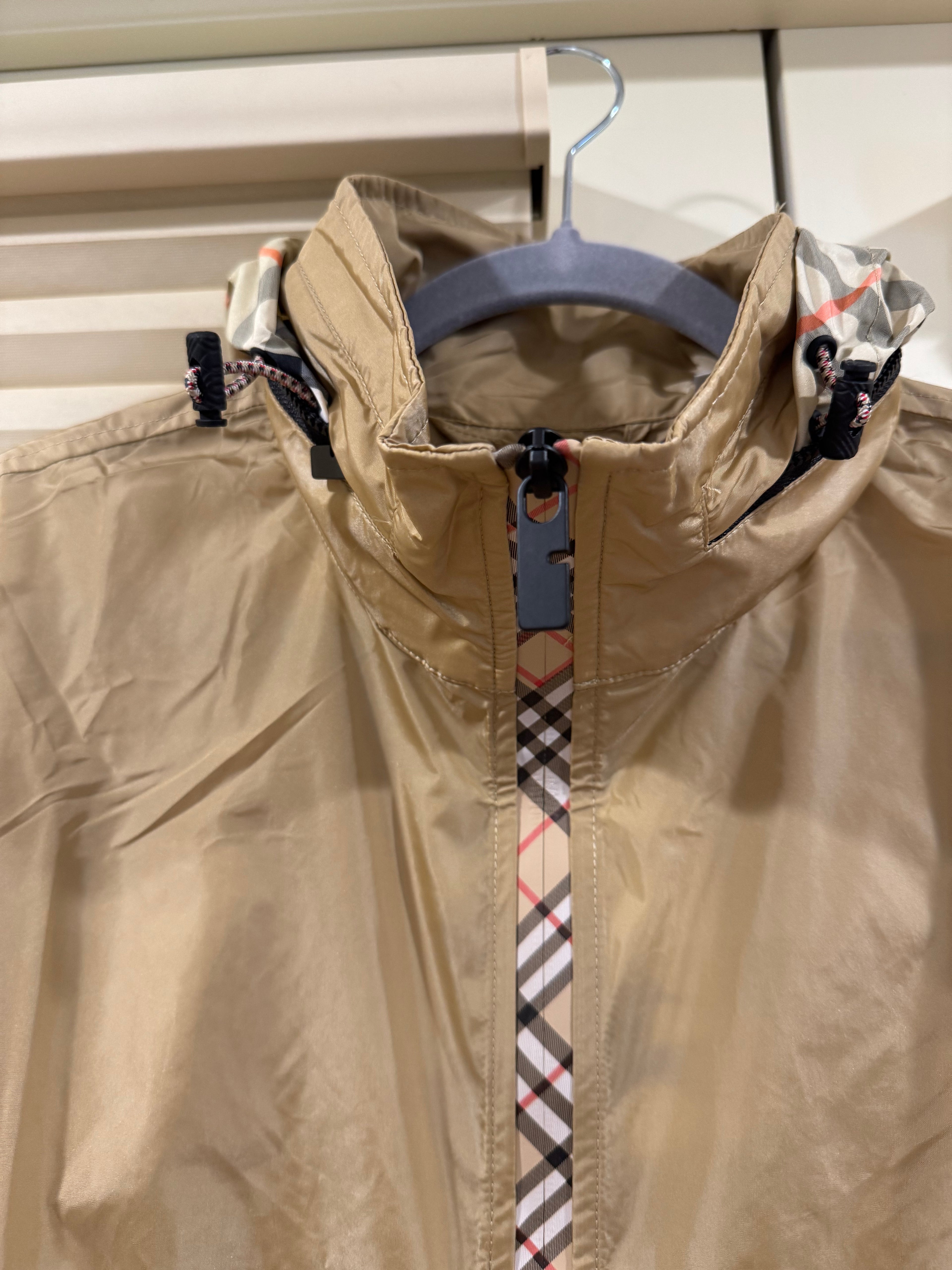 Burberry Check Trim Short Nylon Parka, Size S/M/L/XL/XXL