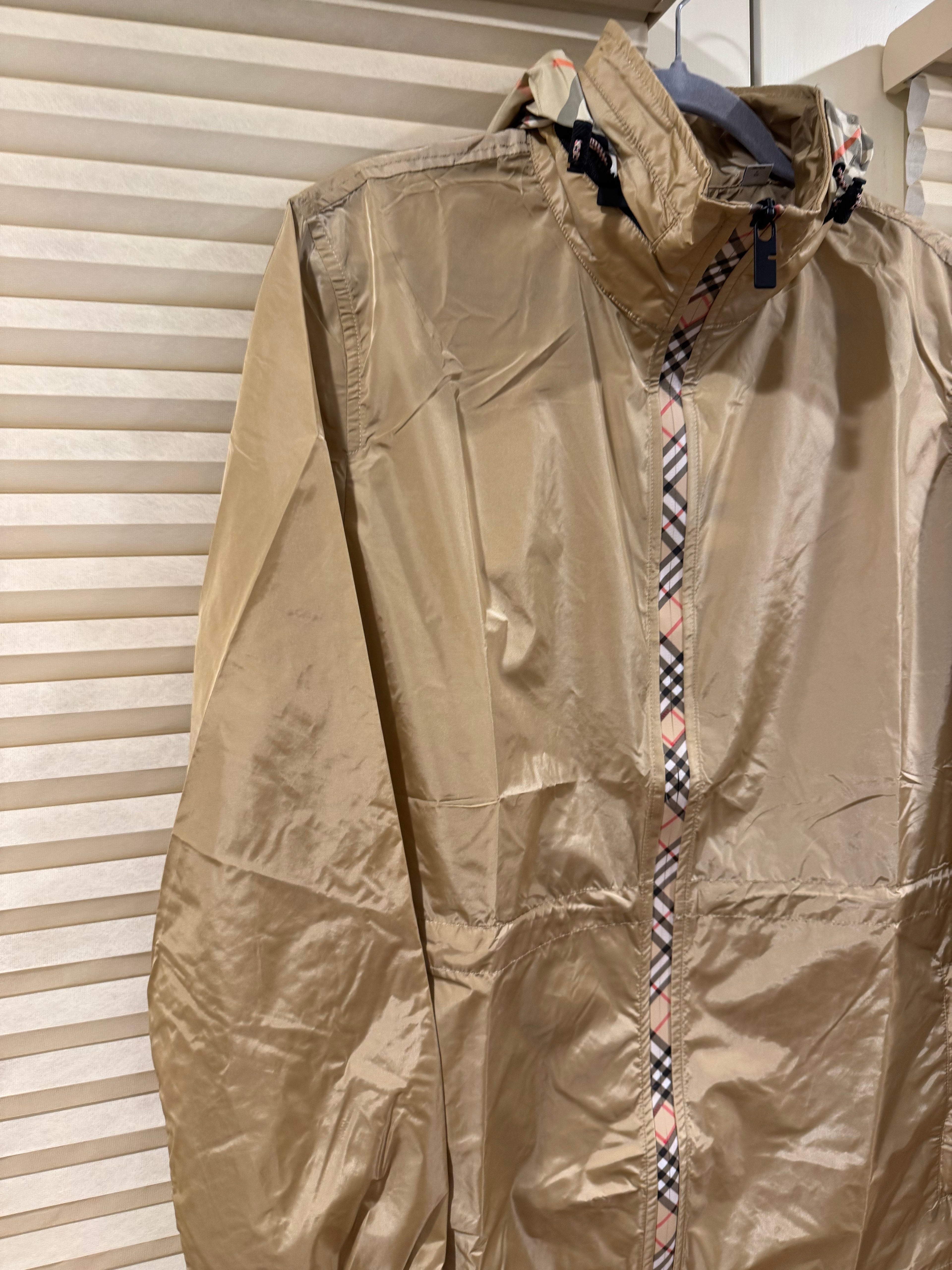 Burberry Check Trim Short Nylon Parka, Size S/M/L/XL/XXL