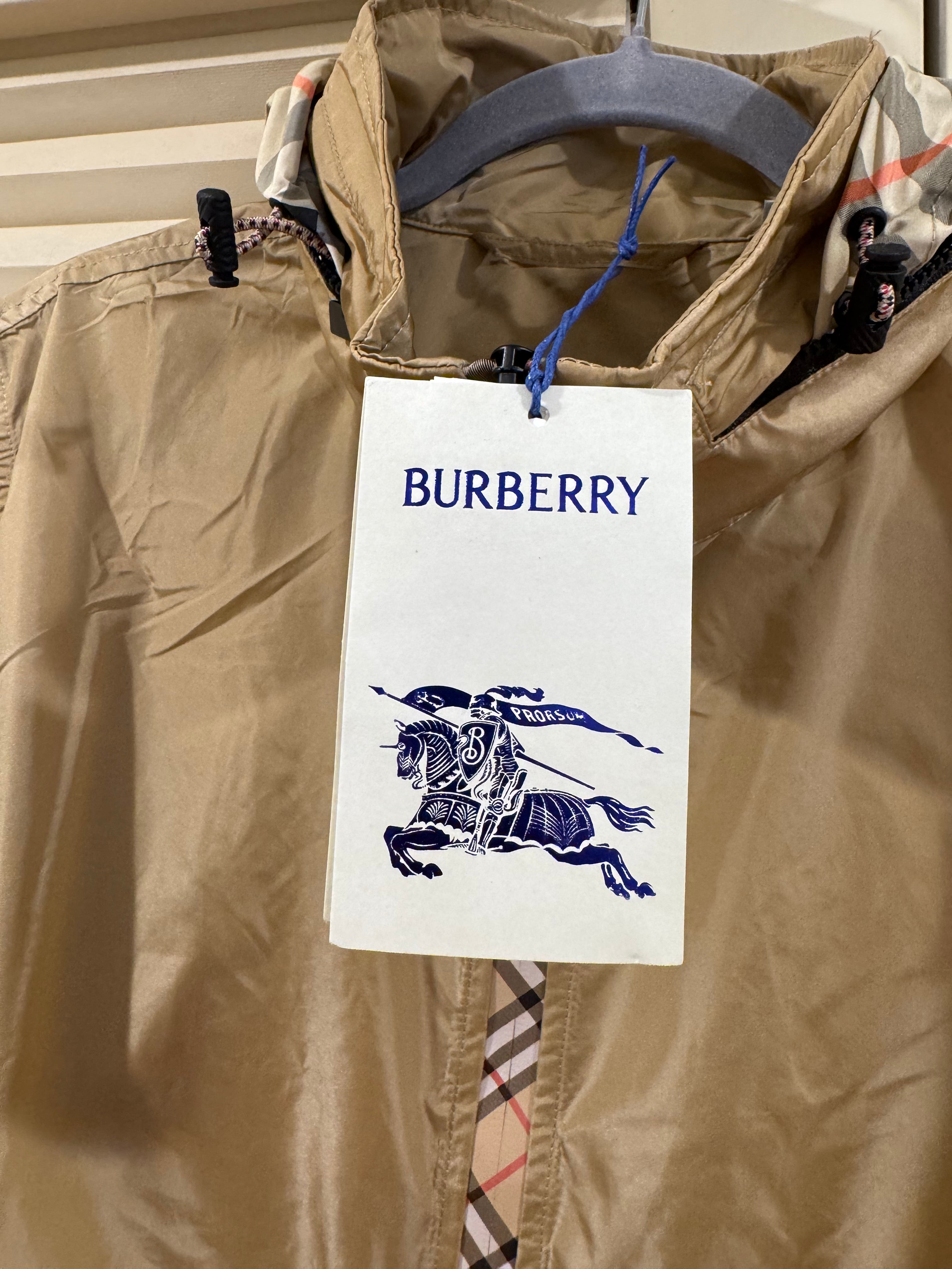 Burberry Check Trim Short Nylon Parka, Size S/M/L/XL/XXL