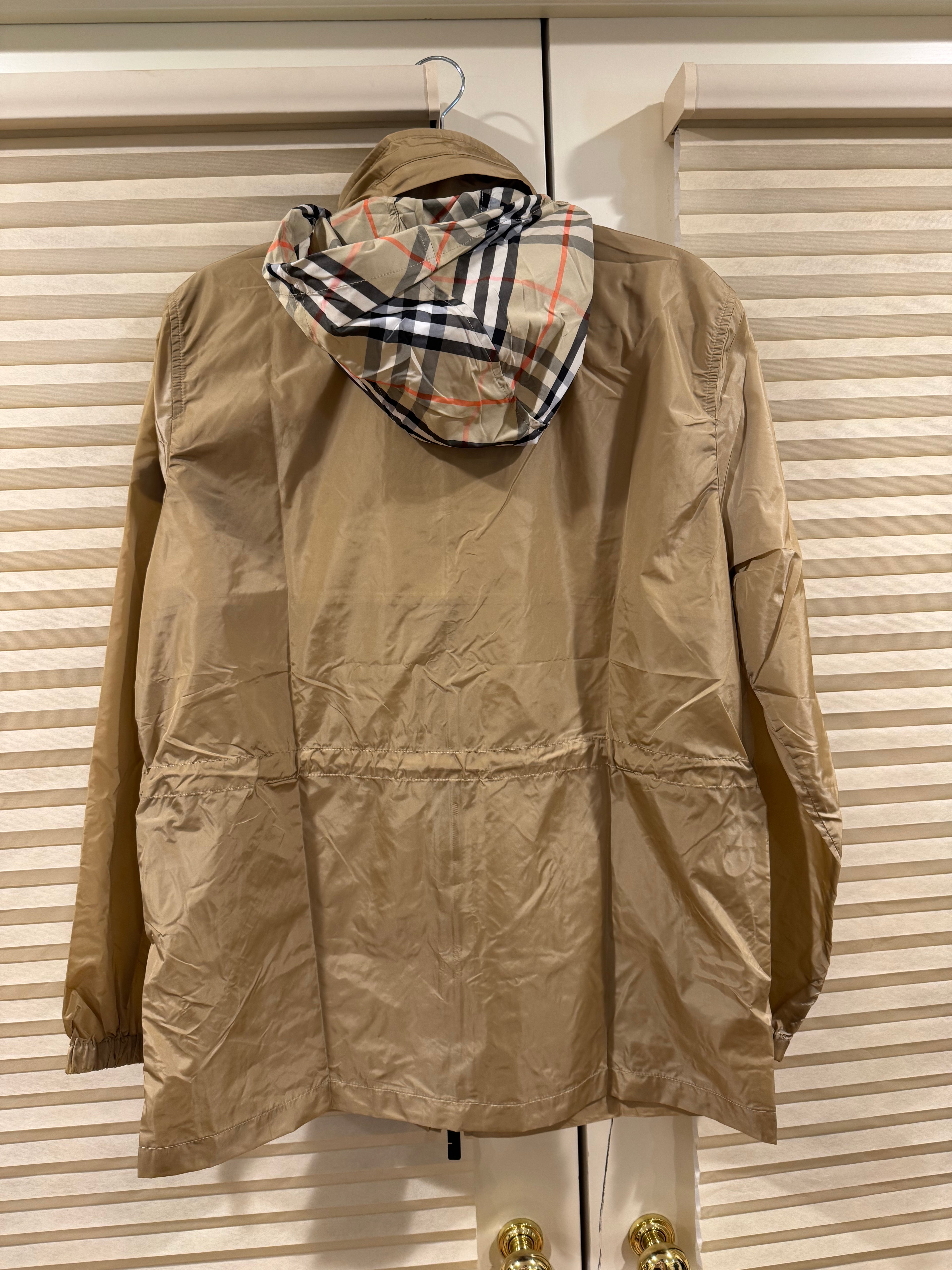 Burberry Check Trim Short Nylon Parka, Size S/M/L/XL/XXL