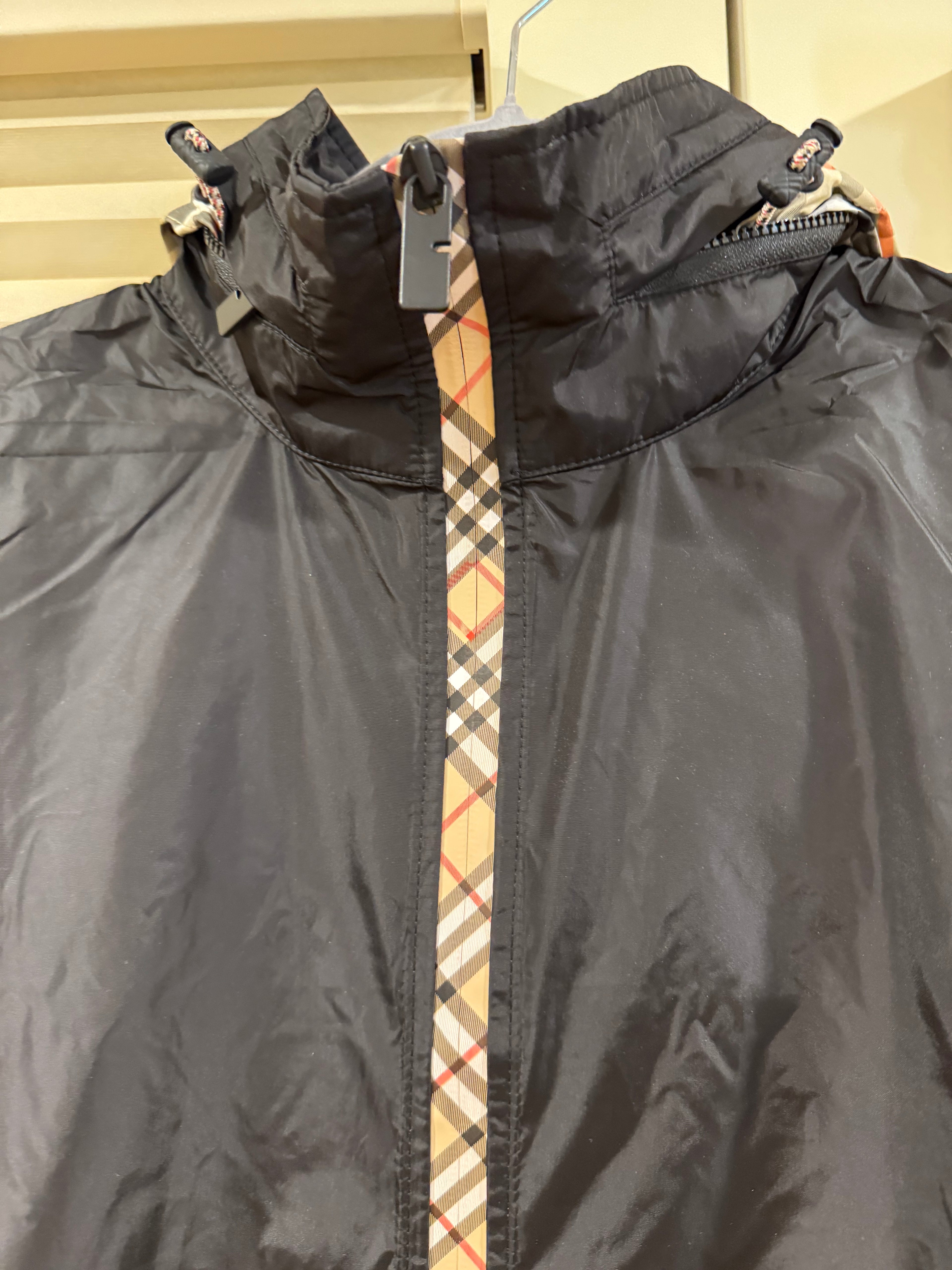 Burberry Check Trim Short Nylon Parka, Size S/M/L/XL/XXL