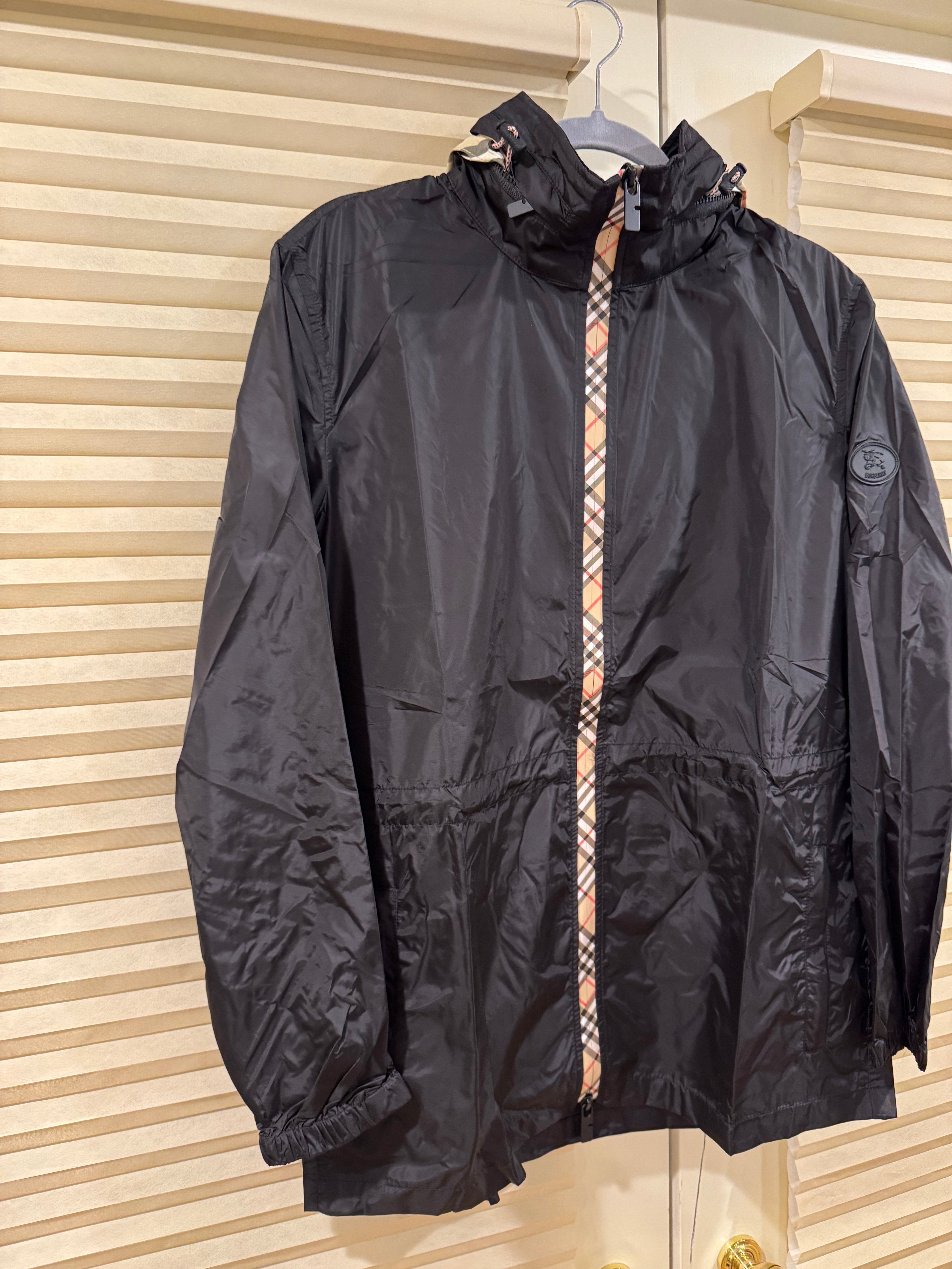 Burberry Check Trim Short Nylon Parka, Size S/M/L/XL/XXL