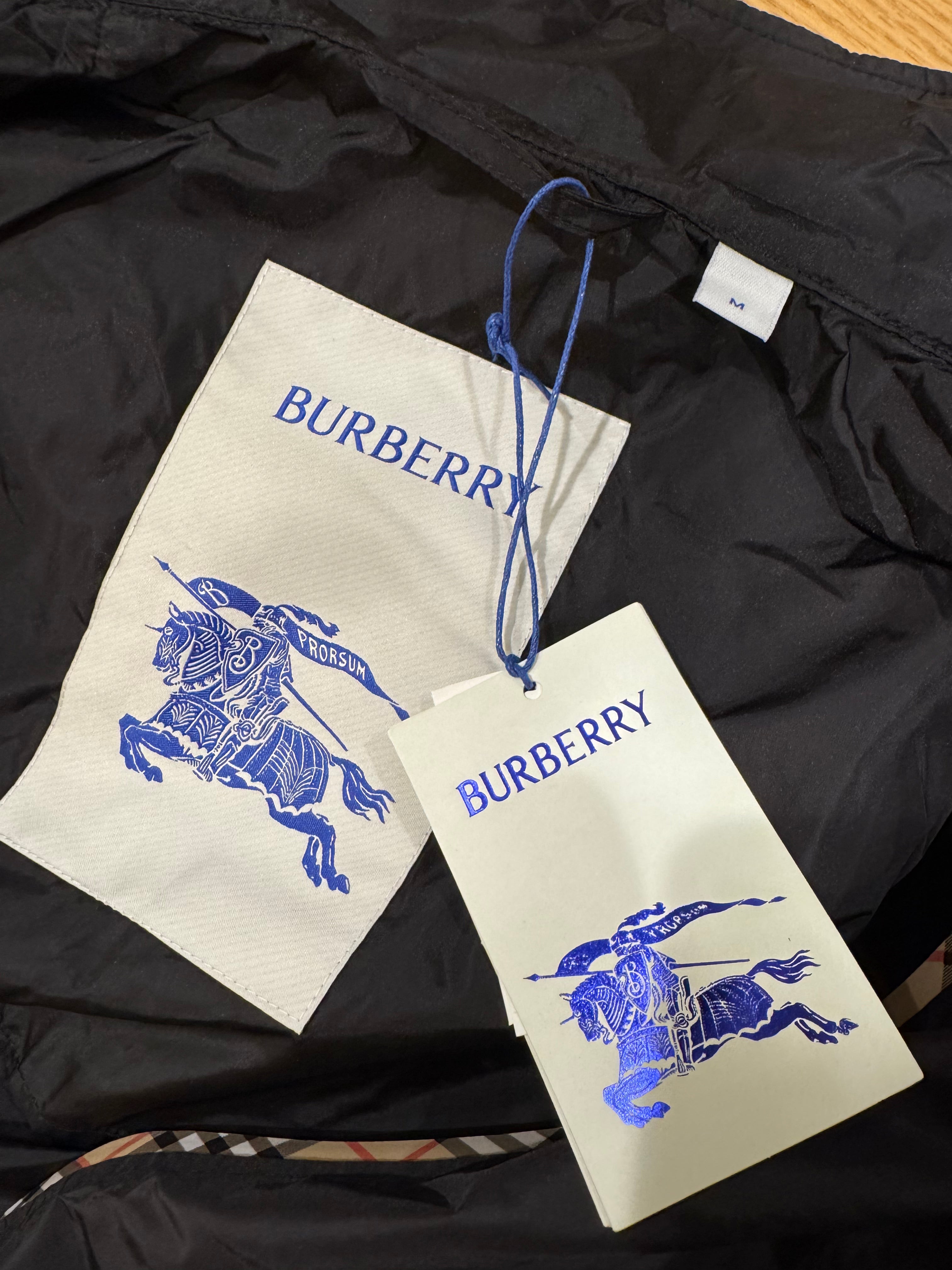 Burberry Check Trim Short Nylon Parka, Size S/M/L/XL/XXL