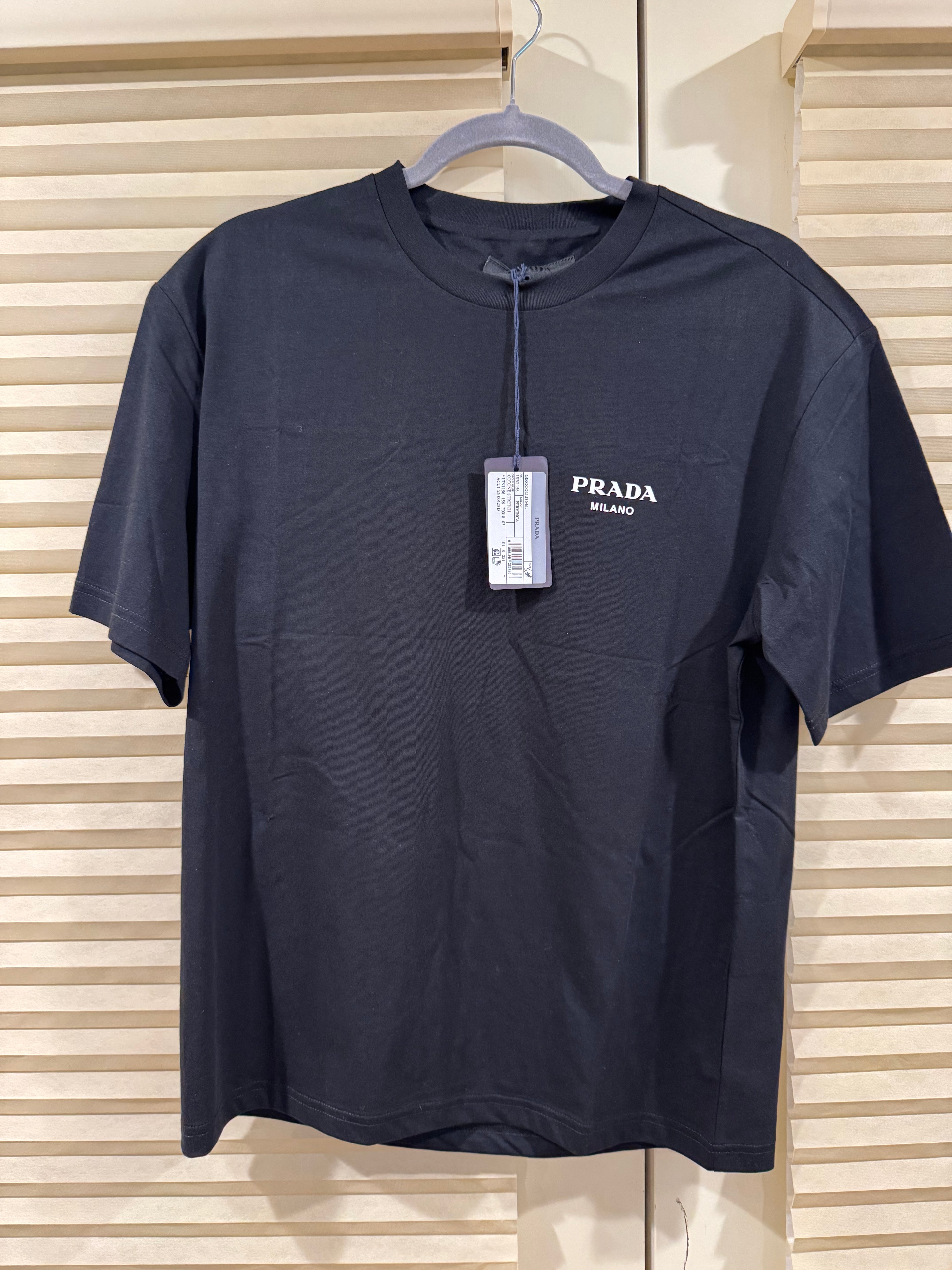 Prada Logo Cotton T-Shirt in Black, Size S/M/L/XL