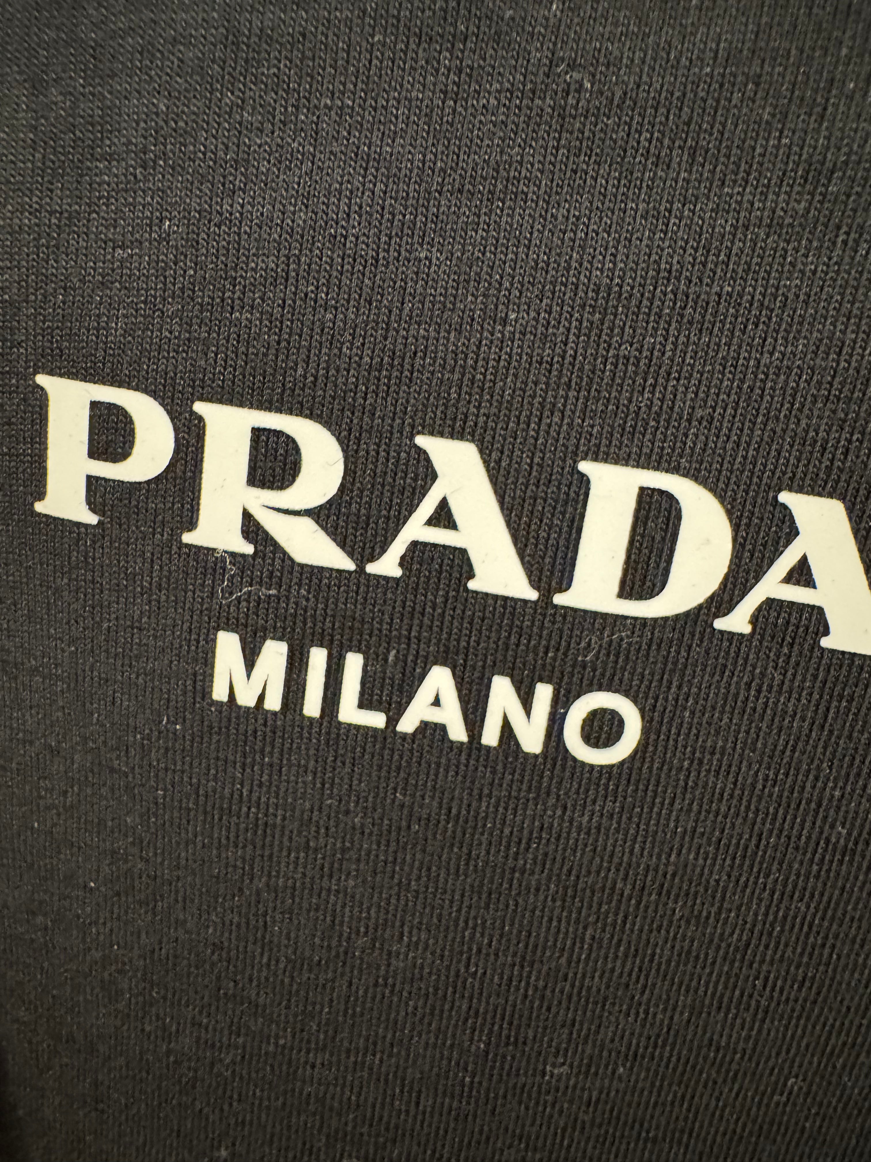 Prada Logo Cotton T-Shirt in Black, Size S/M/L/XL