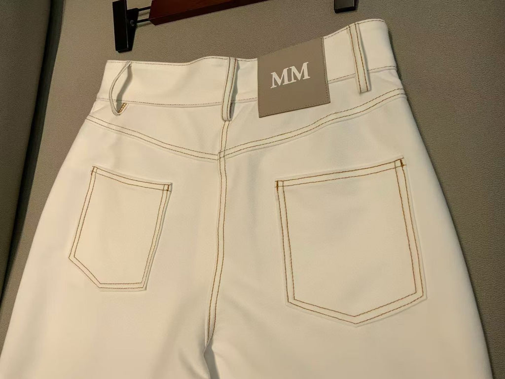 Max Mara High Waist Wide Leg Jeans in Navy/Beige/White, Size XS/S/M/L